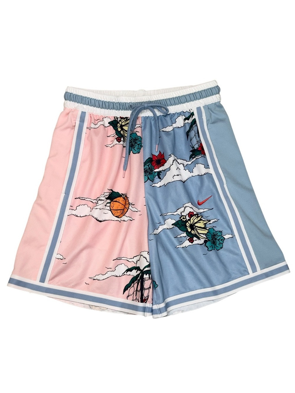 Nike Dri-Fit DNA+ Basketball Shorts Pink Blue Split Floral Print Medium Mens